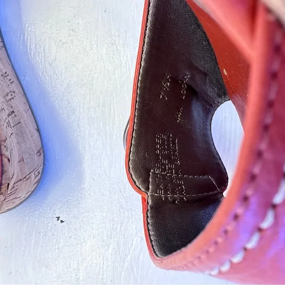 Antonio Melani Logan Orange Leather Cork Wedge Sandals Slides Women's Size 7.5 M - Picture 11 of 13